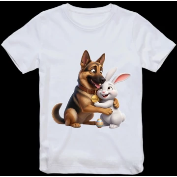 Mancs és Nyuszi gyermek póló fehér 98-140 méretig 