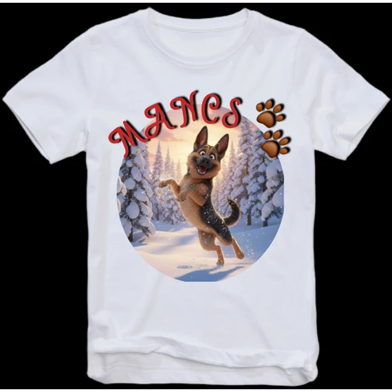 Mancs karácsonyi pólo 2-es minta gyerek 92-144-ig fehér