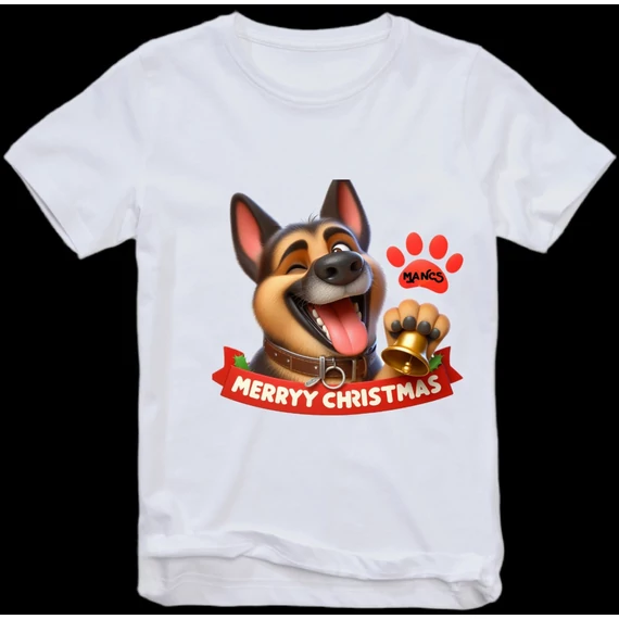 Mancs tréfás  karácsonyi póló gyerek 92-144-ig fehér