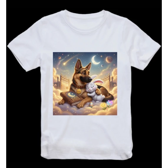 Mancs és Nyuszi szép álmokat gyermek póló. Fehér szinben. Méret: 98-140